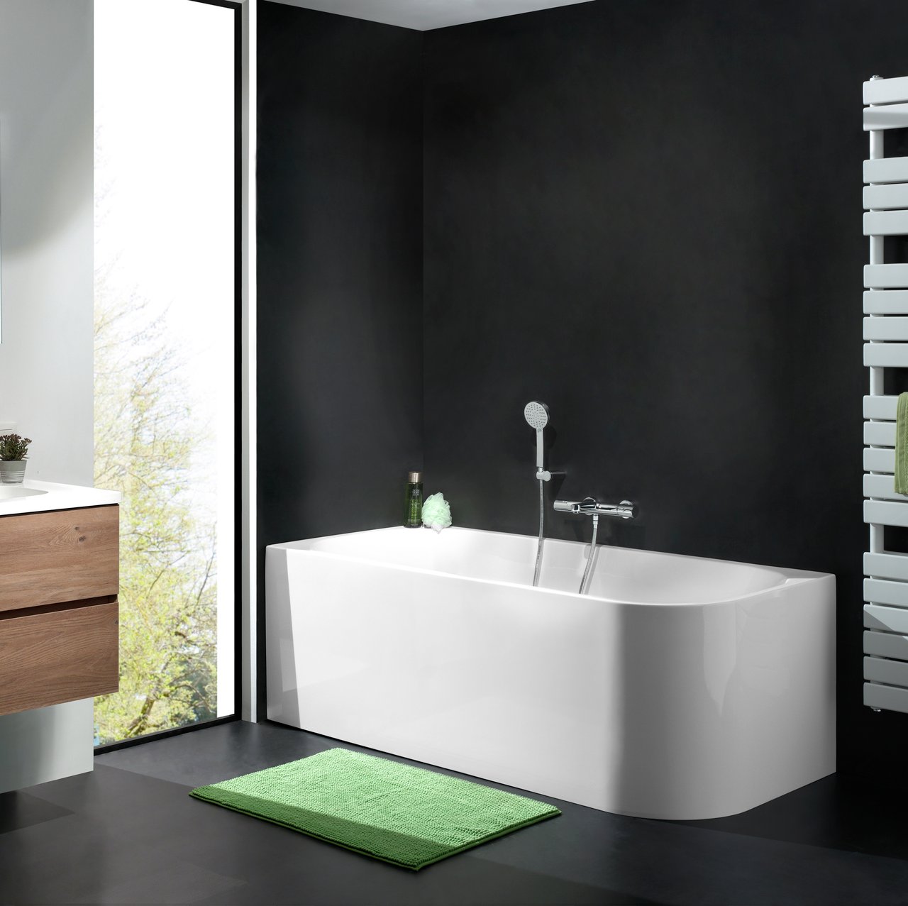 Luca Varess Mezzo 2-Personen-Eckbadewanne: links, 170 x 75 cm, Acryl, Weiß matt
