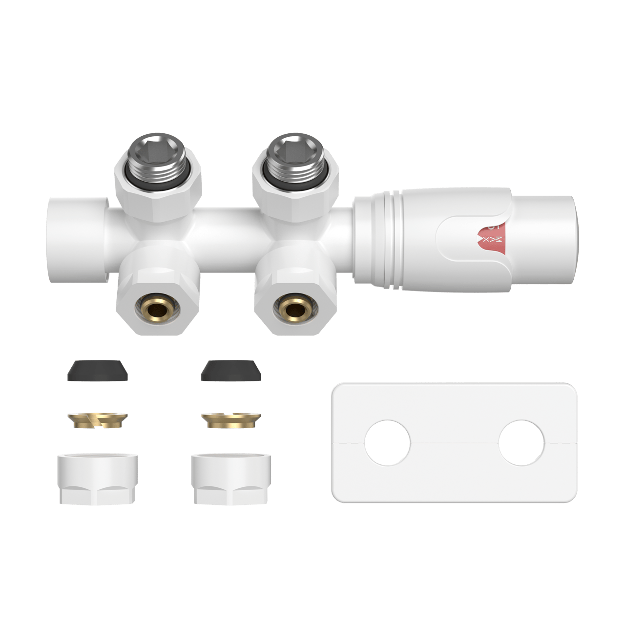 Vipera Lungo set de robinets thermostatique connexion coudée à 90° Blanc Brillant
