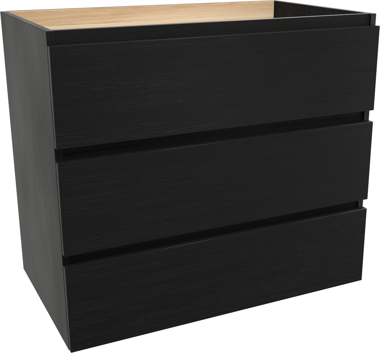 Balmani Lucida stehender Waschbeckenunterschrank: 90 x 55 cm, Eiche Schwarz, 3 Schubladen