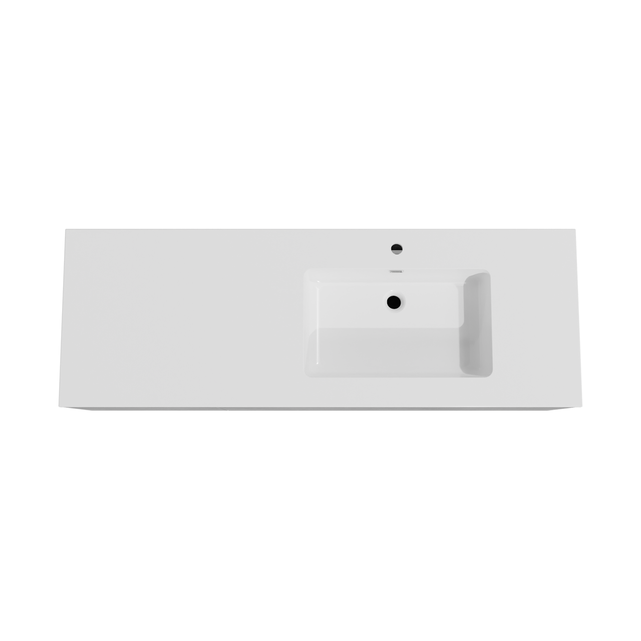 Storke Edge meuble salle de bains suspendu 150 x 52 cm béton gris foncé avec Diva plan vasque asymétrique à droite en marbre composite blanc brillant