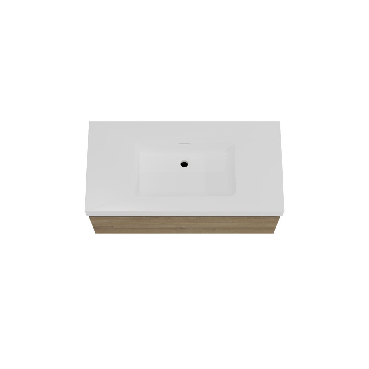 Storke Edge zwevend badmeubel 105 x 52 cm ruw eiken met Mata High enkele wastafel in solid surface mat wit