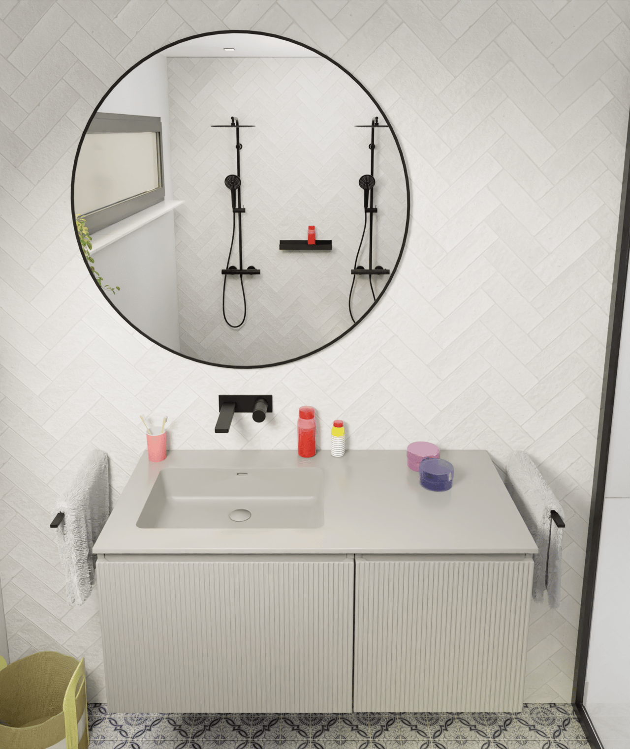 Storke Diva vasque asymétrique gauche top solid soie grise matte 110 x 52 cm