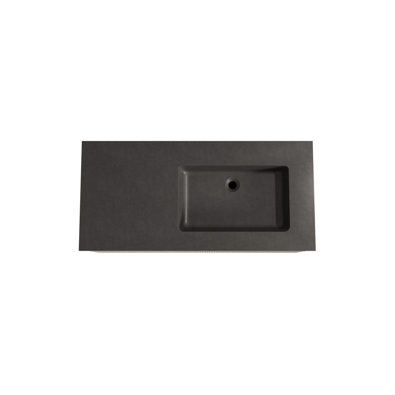 Storke Ribs meuble salle de bains suspendu 110 x 52 cm chêne brut avec Scuro vasque asymétrique droite en quartz noir mat, Nervure droite symétrique verticale