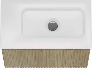 Storke Ribs zwevend toiletmeubel 40 x 22 cm Ruwe eik met Fina wastafel in mat witte Solid Surface