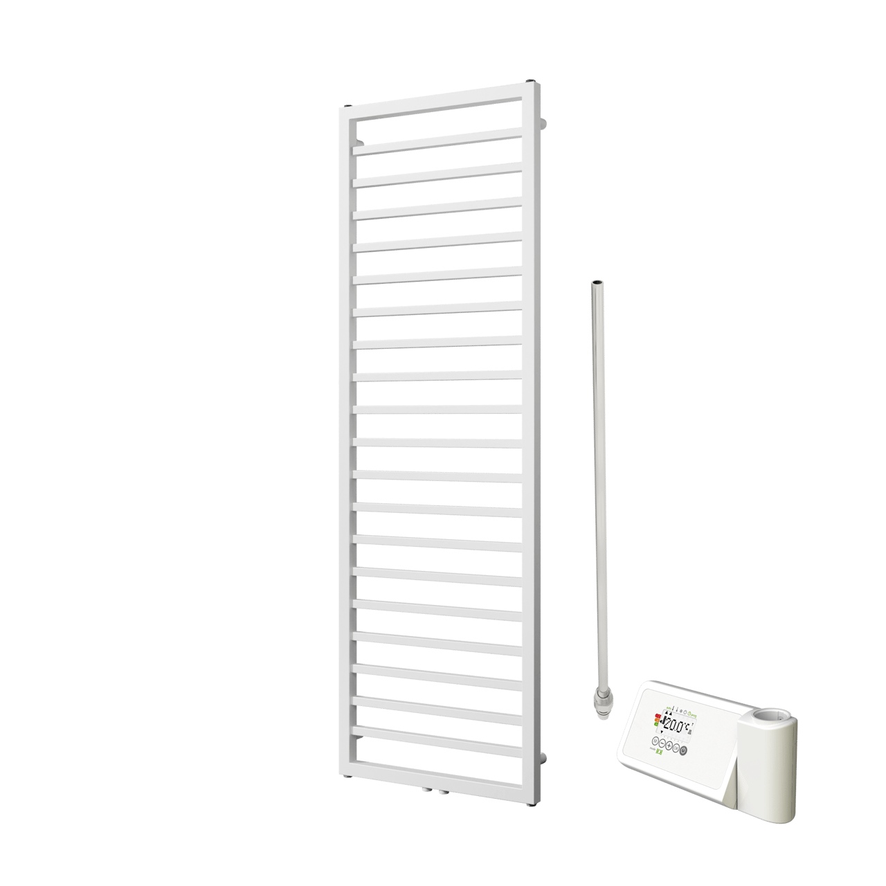 Vipera Listona enkele handdoekradiator 50 x 180 cm elektrische verwarming mat wit zij- en middenaansluiting 750W, weerstand inbegrepen