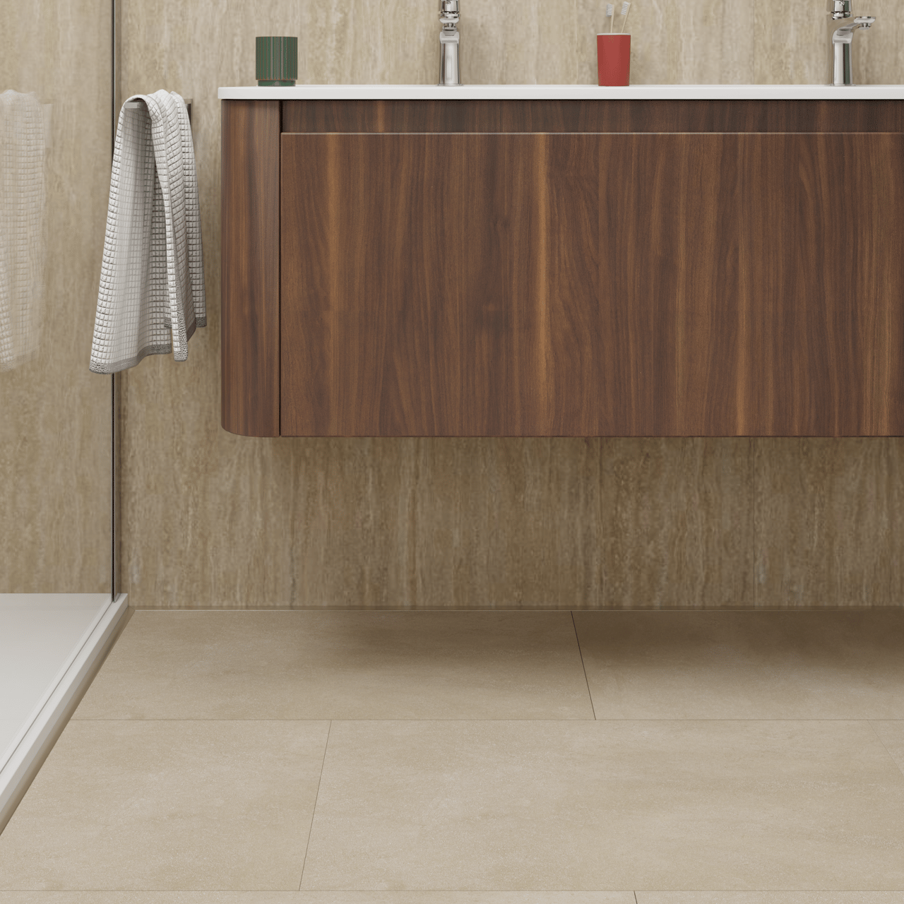 Florris Sevilla SPC wandpanelen, 2 stuks, 120 x 260 cm, Travertin