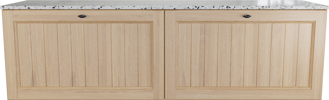 Balmani Lemon meuble salle de bains suspendu 180 x 55 cm, placage chêne naturel avec Stretto tablette simple ou double en blanc/noir mat terrazzo