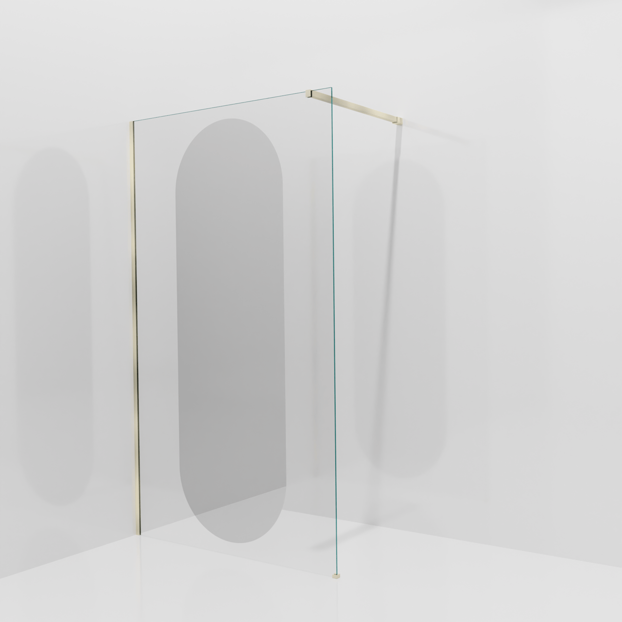 Balmani Modular douche à l'italienne: 120 x 200 cm, Miroir reflex ovale, Profil Brushed Champagne Gold