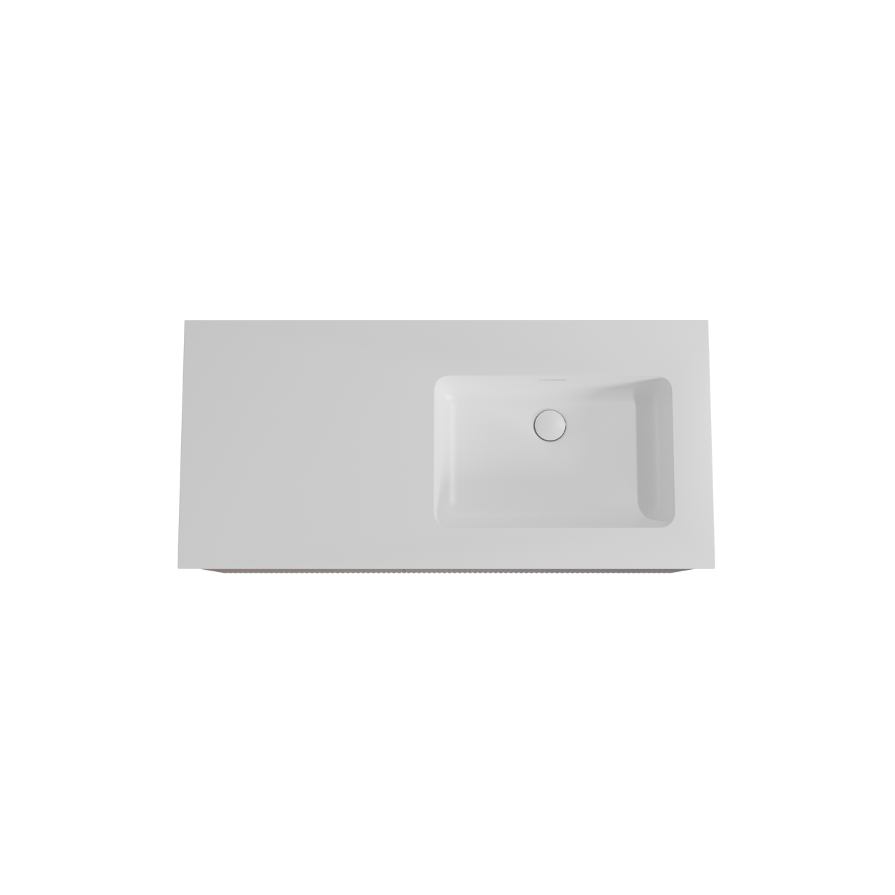 Storke Ribs zwevend badmeubel 110 x 52 cm notenhout met Mata asymmetrisch rechtse wastafel in solid surface mat wit, Verticale symmetrische rechte ribbel