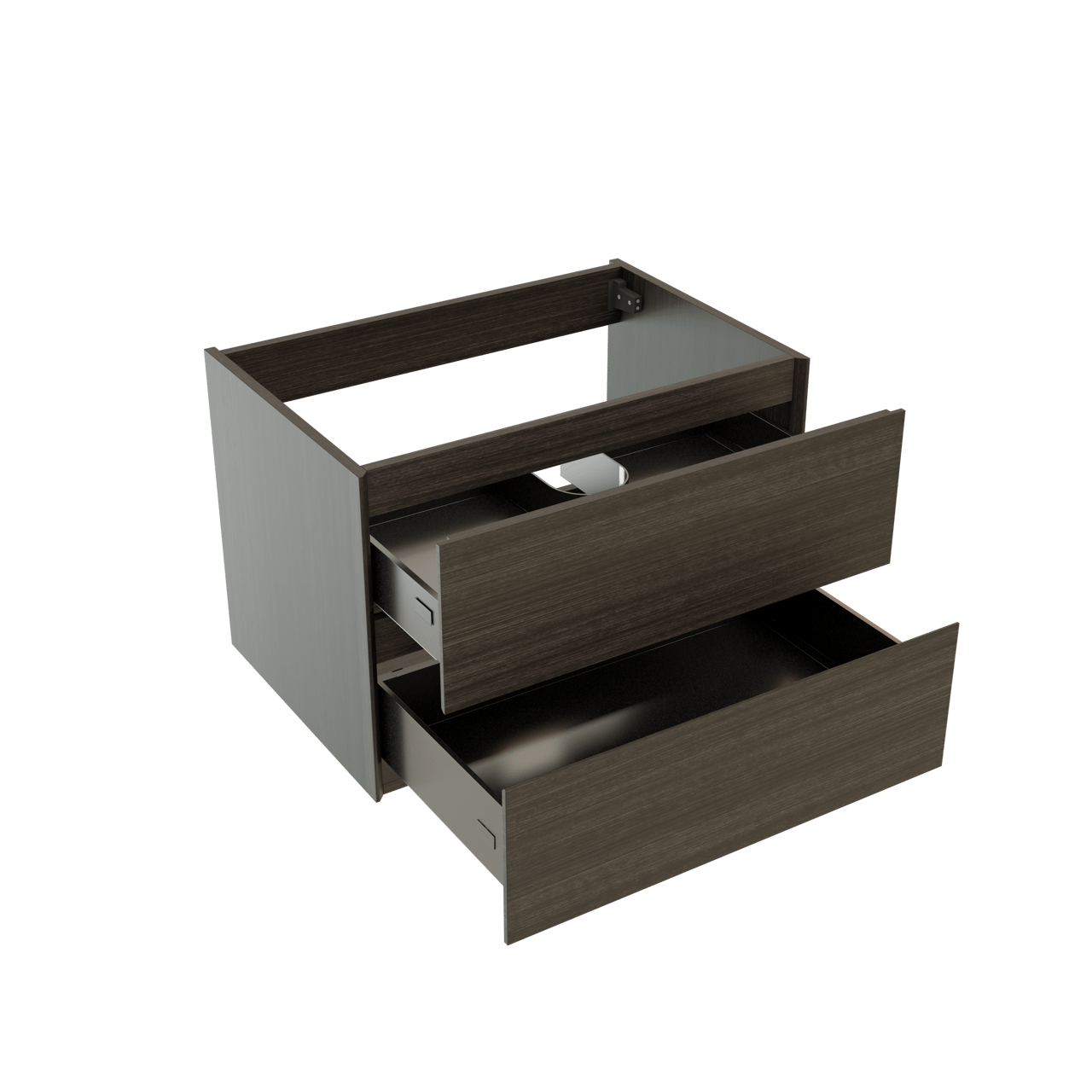 Storke Edge meuble sous-lavabo suspendu 75 x 52 cm chêne foncé 2 tiroirs