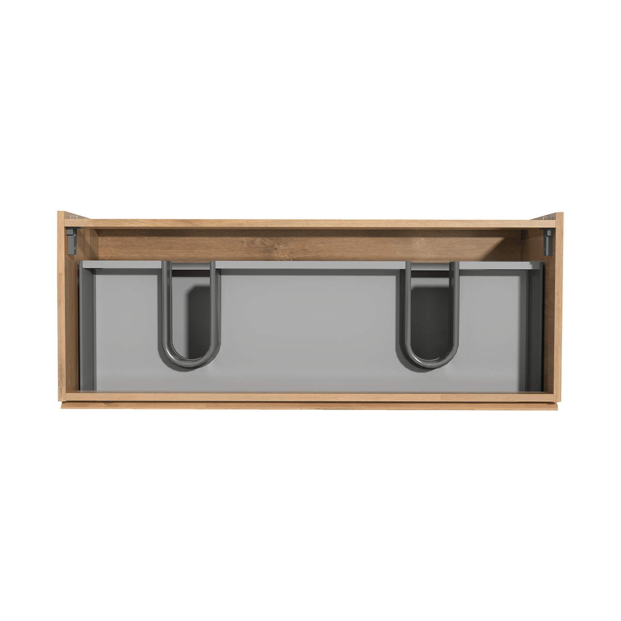 Storke Delta zwevend wastafelonderkast 120 x 48 cm naturel eiken 2 lades 2 sifonuitsparingen