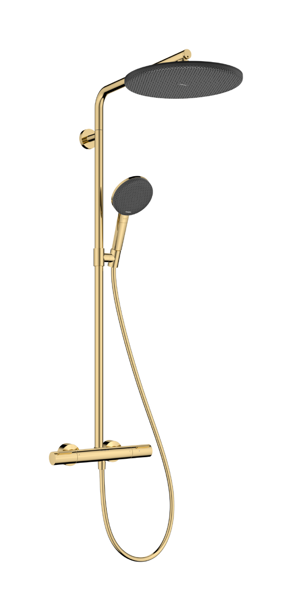 Hansgrohe Raindance Alive S Puro Showerpipe colonne de douche pluie 300 1 fonction de jet EcoSmart avec élement Ecostat thermostat  Polished Gold Optic
