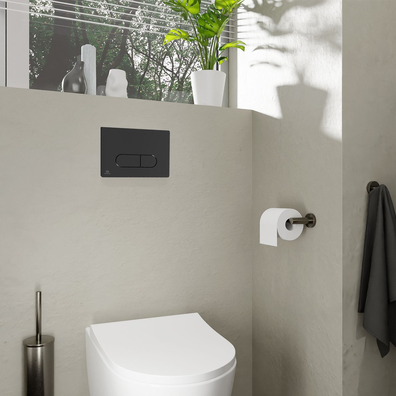 Oleas M1 bedieningspaneel Mat Zwart voor Ideal Standard ProSys inbouwreservoir