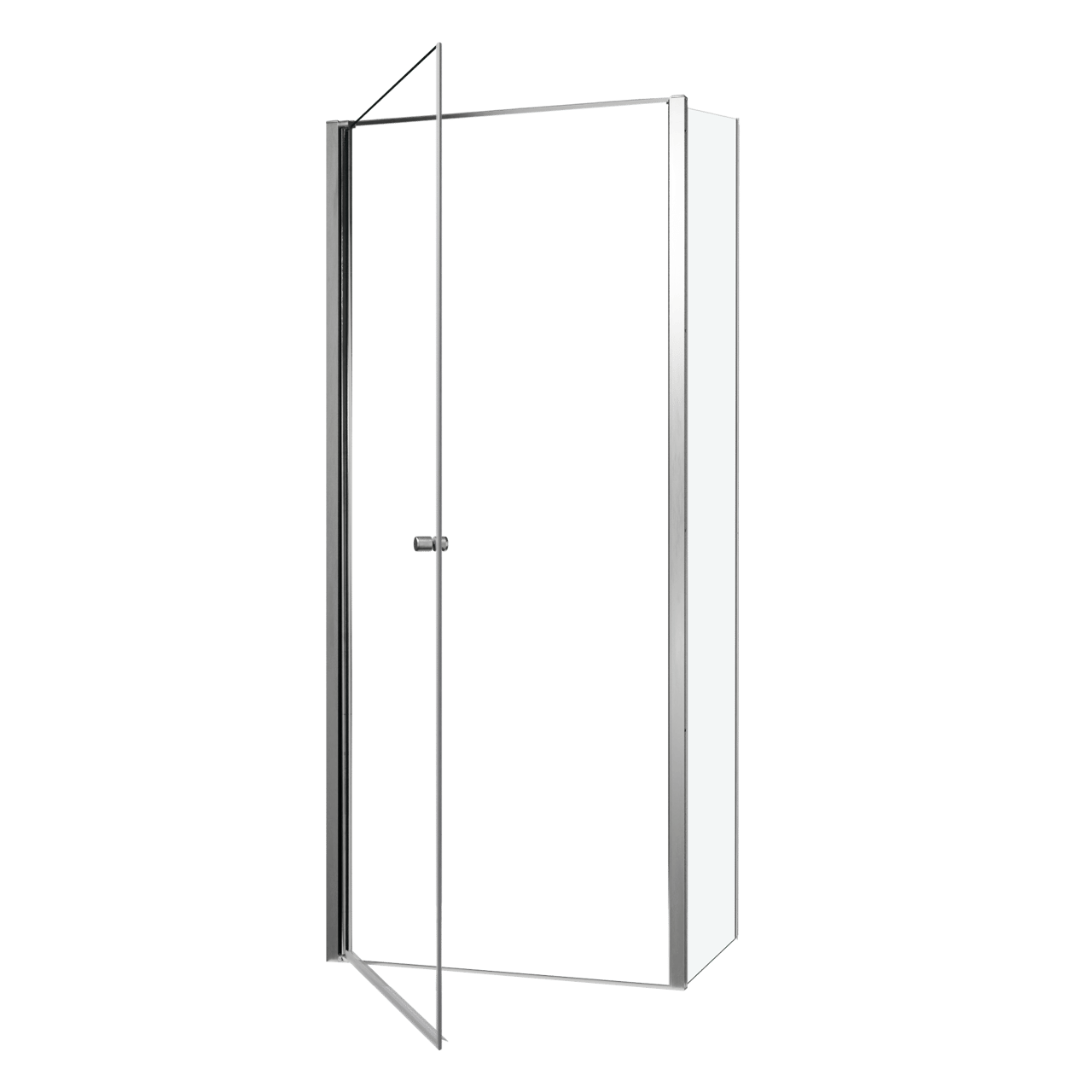 Luca Varess Kuresa Eckdusche: Drehtür, fixierte Seitenwand, 90 x 80 x 200 cm, Klarglas, Profil Chrom glänzend