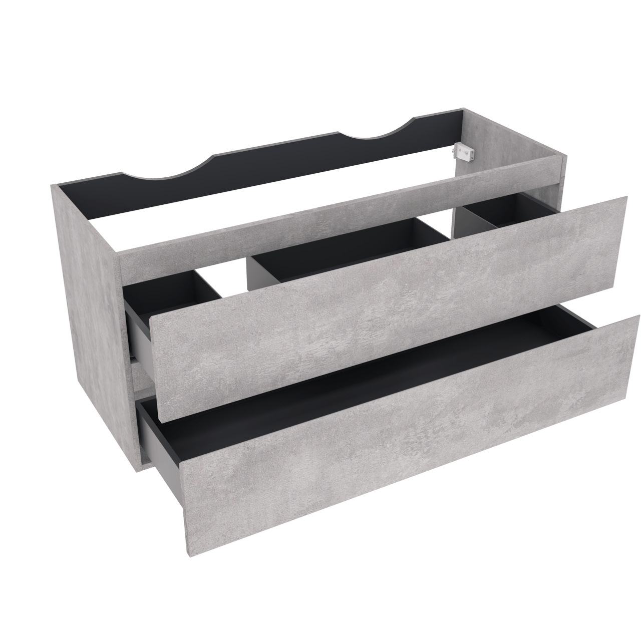 Linie Lado meuble sous-lavabo suspendu 120 x 46 cm béton gris foncé 2 tiroirs 2 découpés de siphon