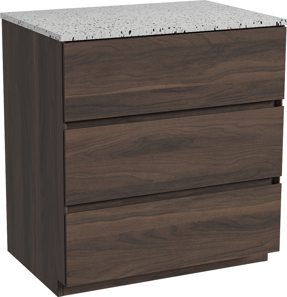 Storke Edge meuble salle de bains à poser 75 x 52 cm noyer avec Tavola tablette simple en blanc/noir mat terrazzo