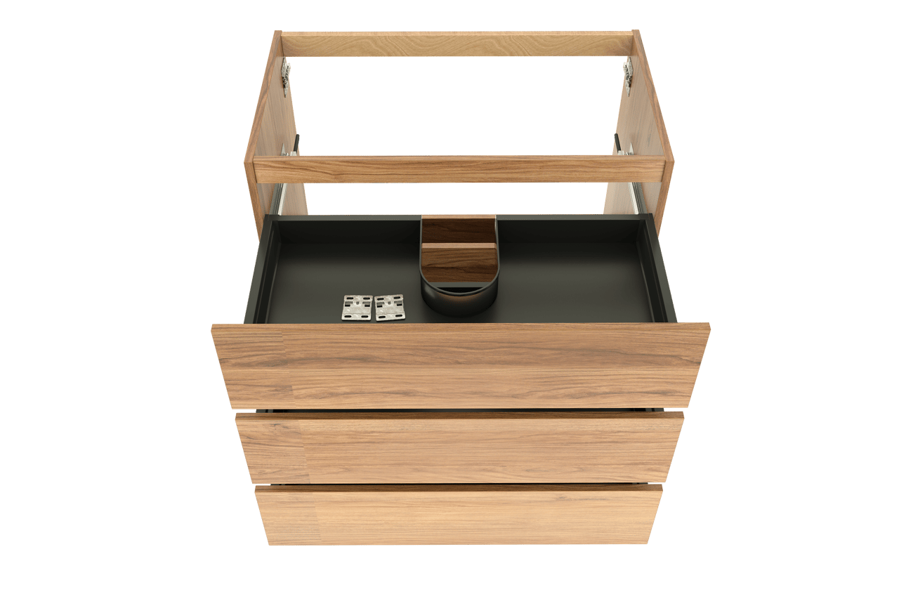 Balmani Lucida staande wastafelonderkast 90 x 55 cm teak 3 lades