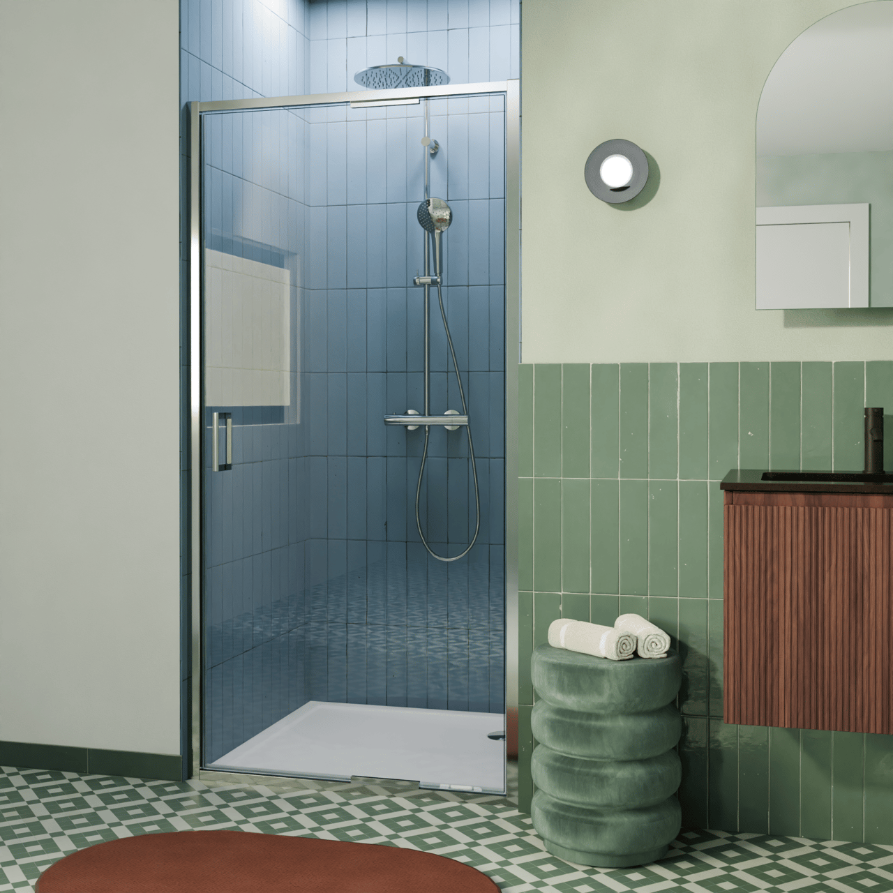 Luca Varess Vidor In Dusche Drehtür 90 cm x 190 cm Klarglas glänzend Chrom Profil