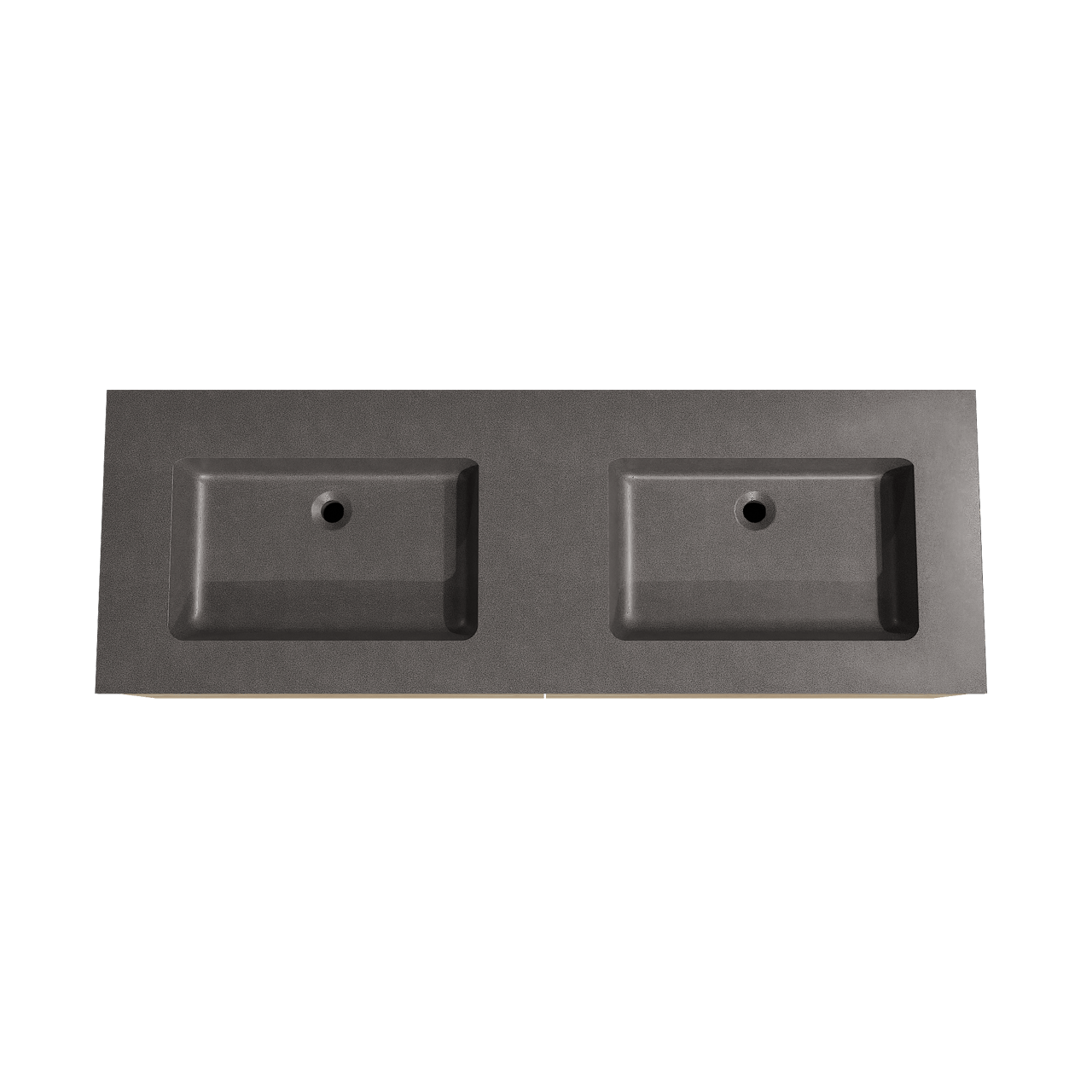 Storke Edge zwevend badmeubel 150 x 52 cm ruw eiken met Scuro dubbele wastafel in kwarts mat zwart