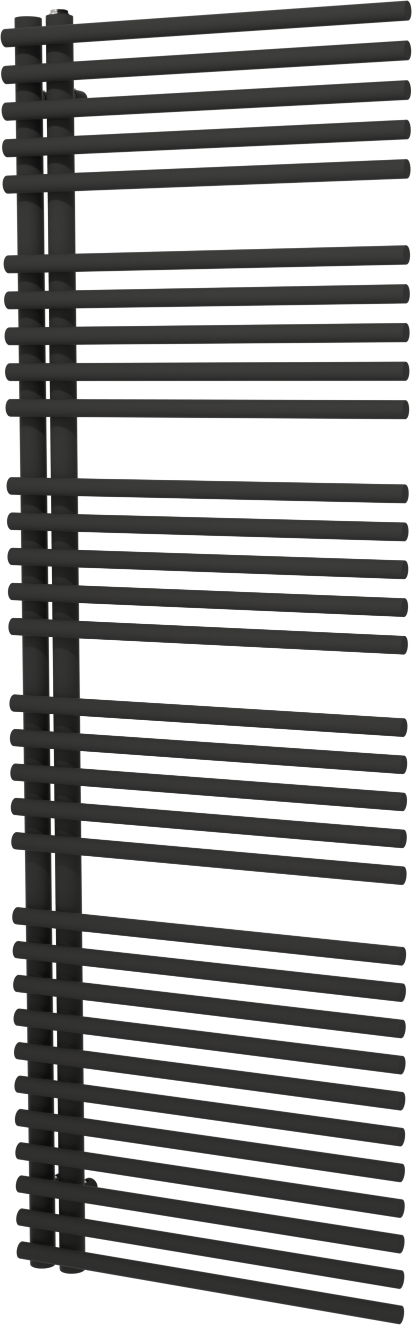 Vipera Nevada enkele handdoekradiator 60 x 180 cm centrale verwarming mat zwart zijaansluiting 1103W