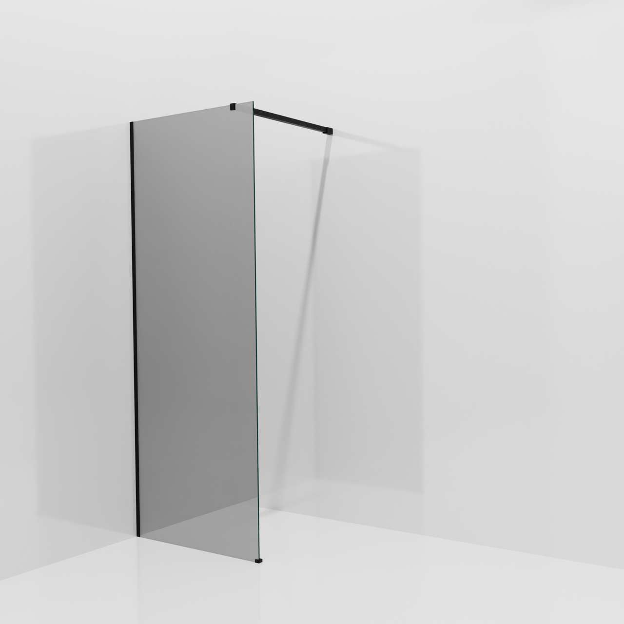 Balmani Modular inloopdouche: 80 x 200 cm, Reflex spiegelglas, Mat zwarte profielen