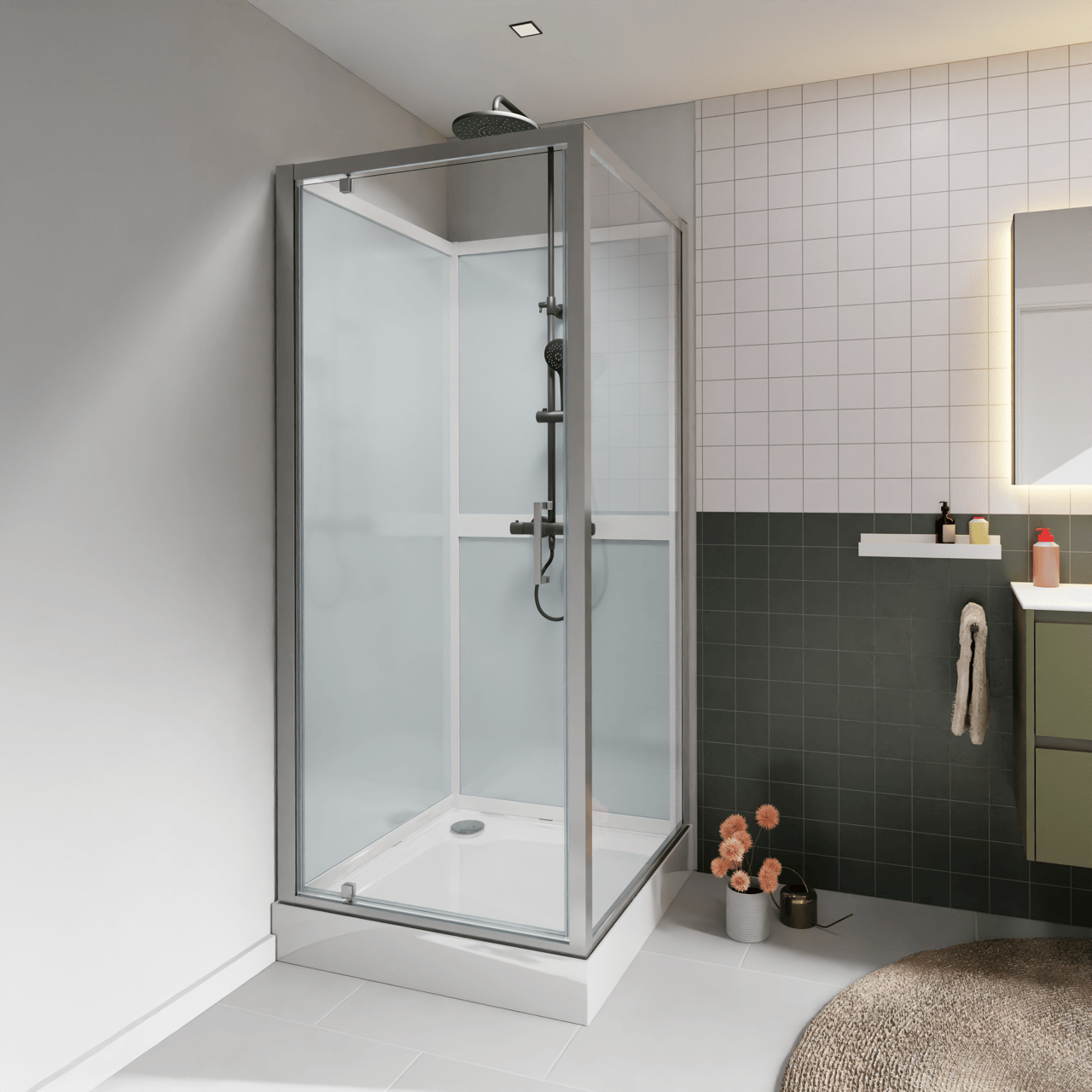 Luca Varess Talan complete douchecabine met draaideuren 90 x 90 cm helder glas mat chroom profiel