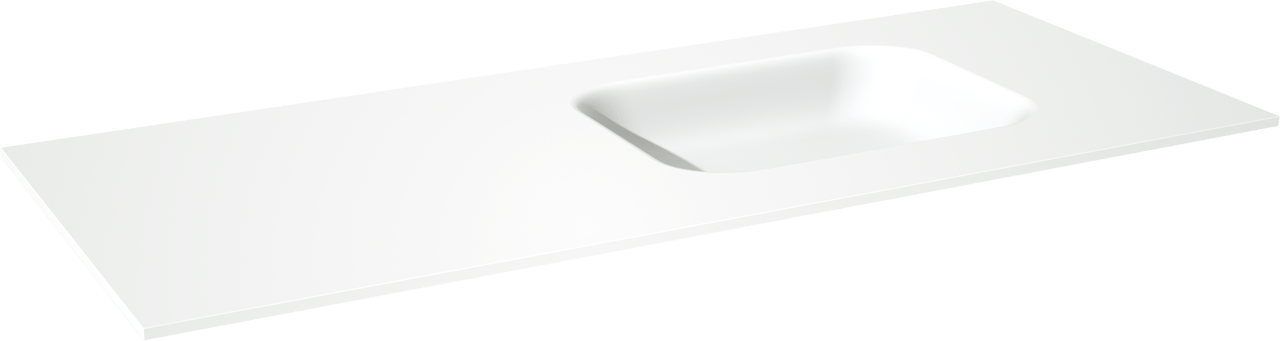 Balmani Tablo Arcato vasque asymétrique droite Solid Surface mat 135 x 55 cm, crépine non incluse