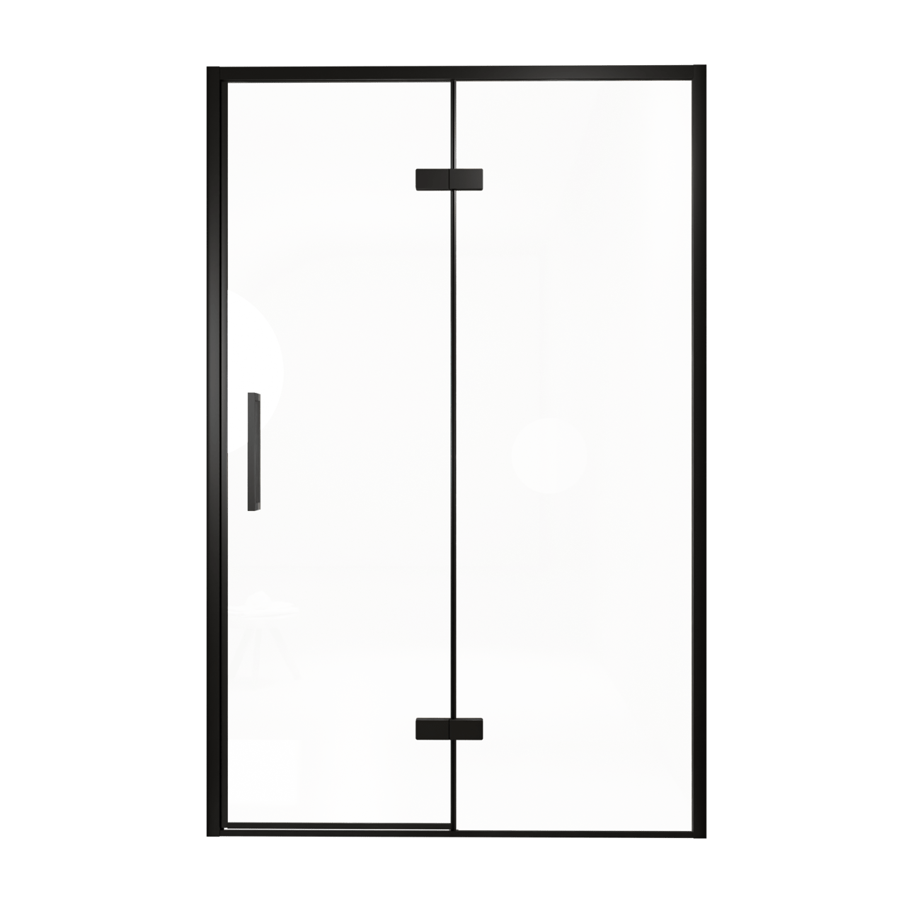 Balmani Senses Design douche draaideur rechts 140 cm x 210 cm Helder glas, Zwarte profielen, met coating