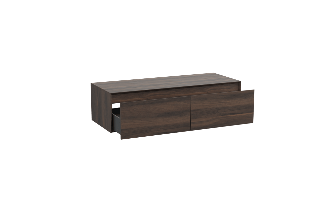 Storke Edge Modulo hängender Waschbeckenunterschrank: 120 x 48 cm, Nussbaum, 2 Schubladen