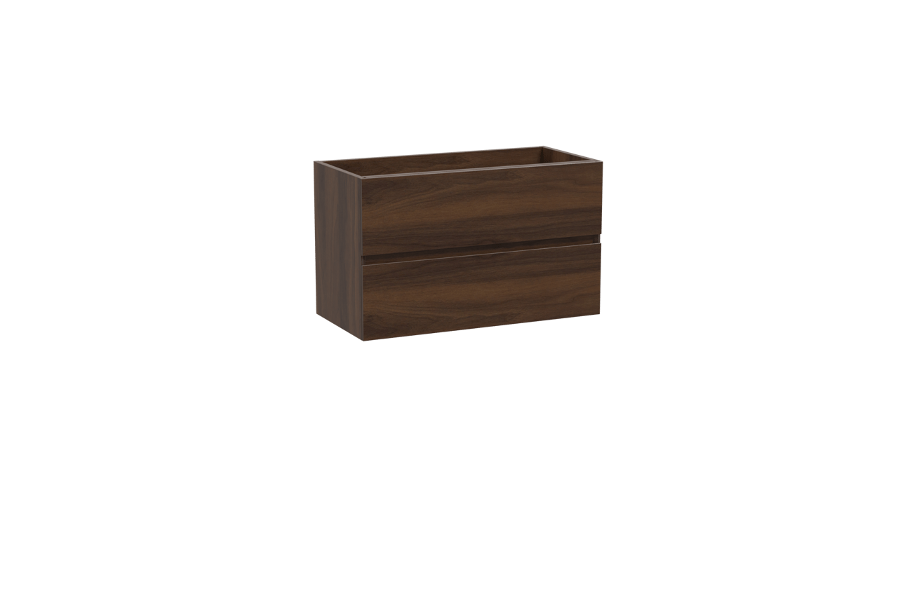Storke Edge hängender Waschbeckenunterschrank: 80 x 40 cm, Nussbaum, 2 Schubladen