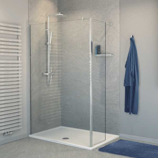 Balmani Move inloopdouche met beweegbare zijwand 100 x 200 cm helder glas glanzend met coating, chroom profiel