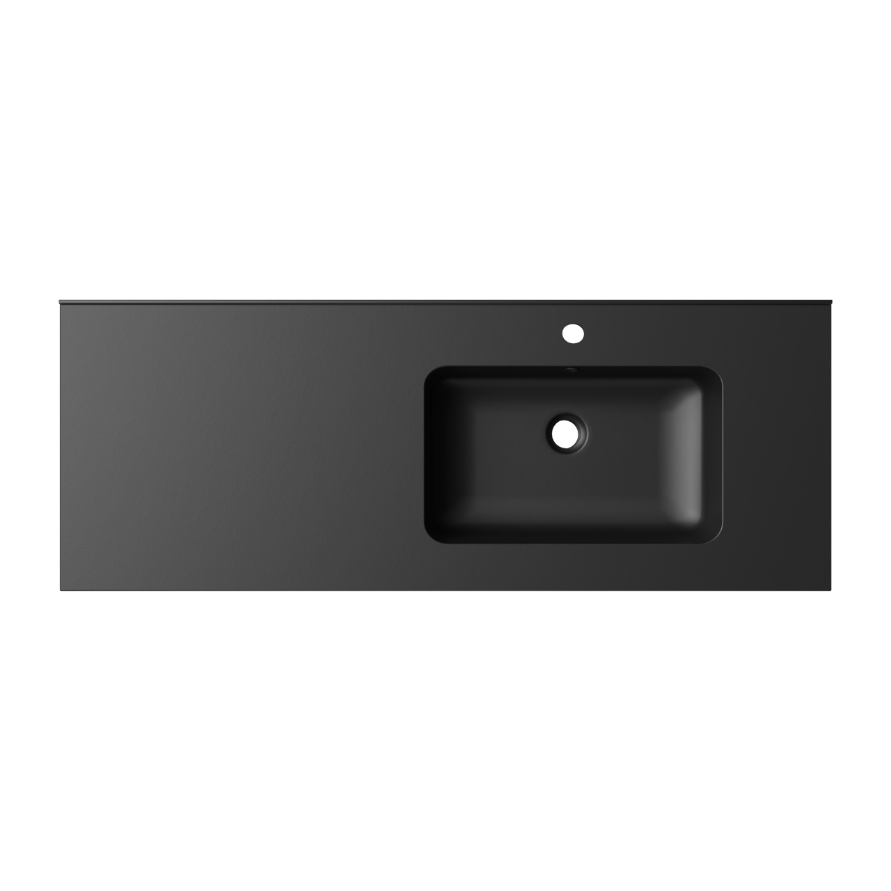 Linie Vano vasque asymétrique droite marbre composite Noir Mat 120 x 46 cm