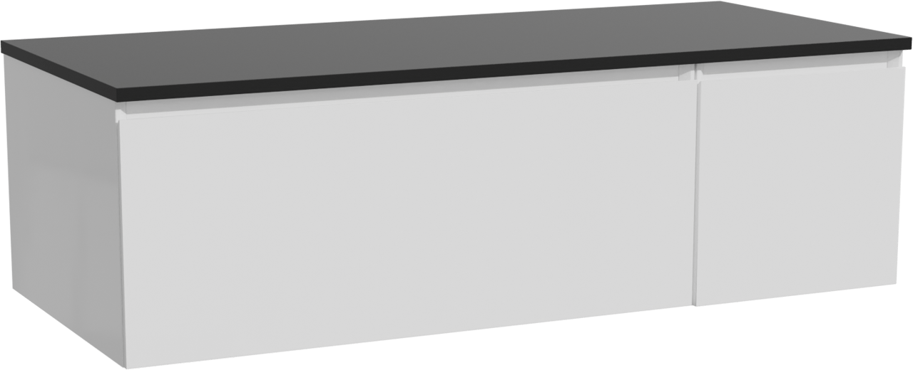 Storke Edge meuble salle de bains suspendu 120 x 52 cm blanc brillant avec Panton tablette simple ou double en mdf enduit de poudre noir mat