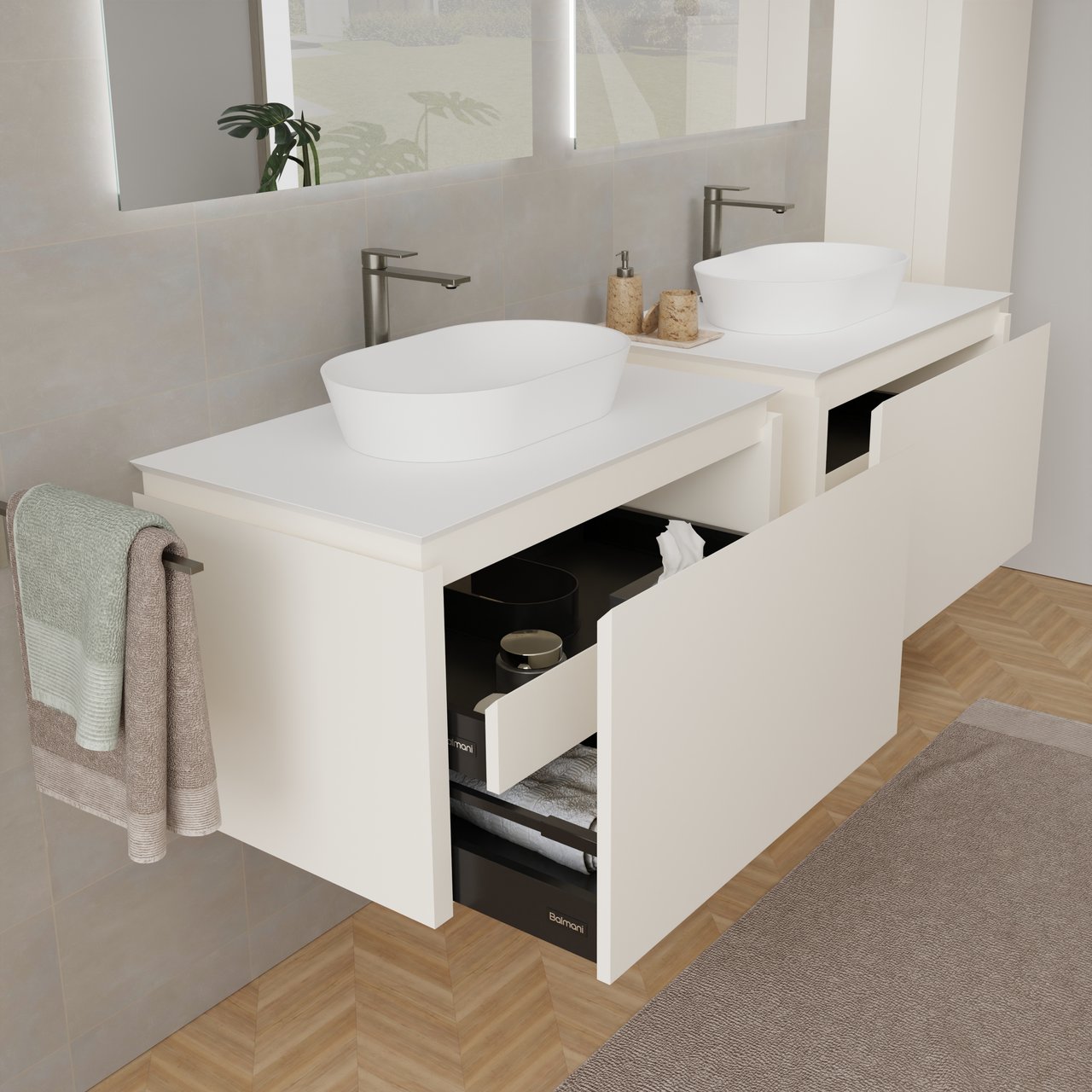 Balmani Eclips tablette simple Solid Surface blanc mat 90 x 55 cm