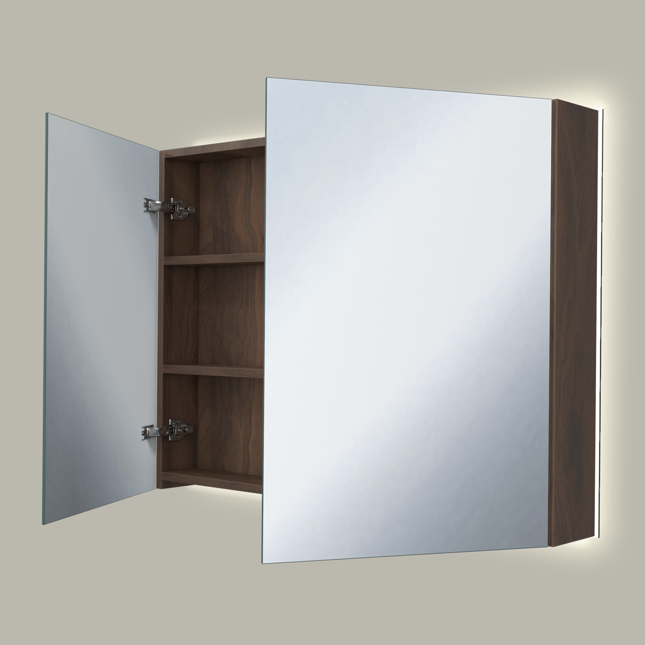 Storke Reflecta spiegelkast 100 x 75 cm notelaar met spiegelverlichting