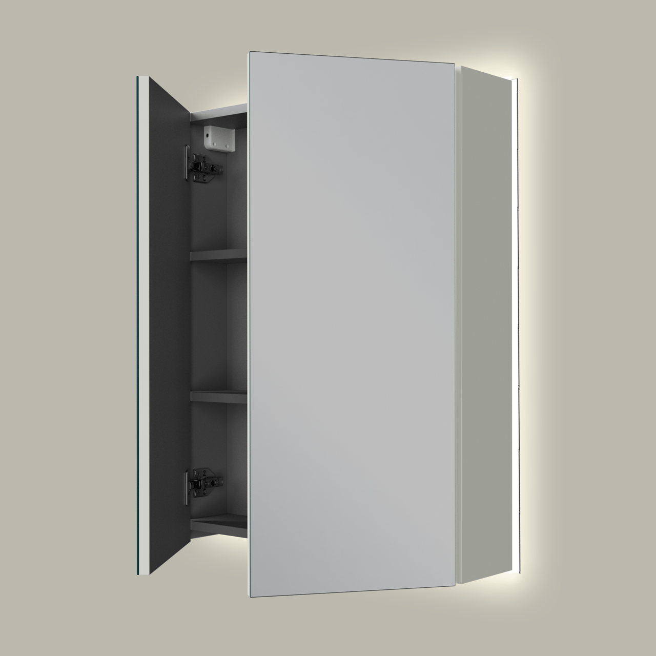 Linie Montro spiegelkast 60 x 75 cm greige met spiegelverlichting