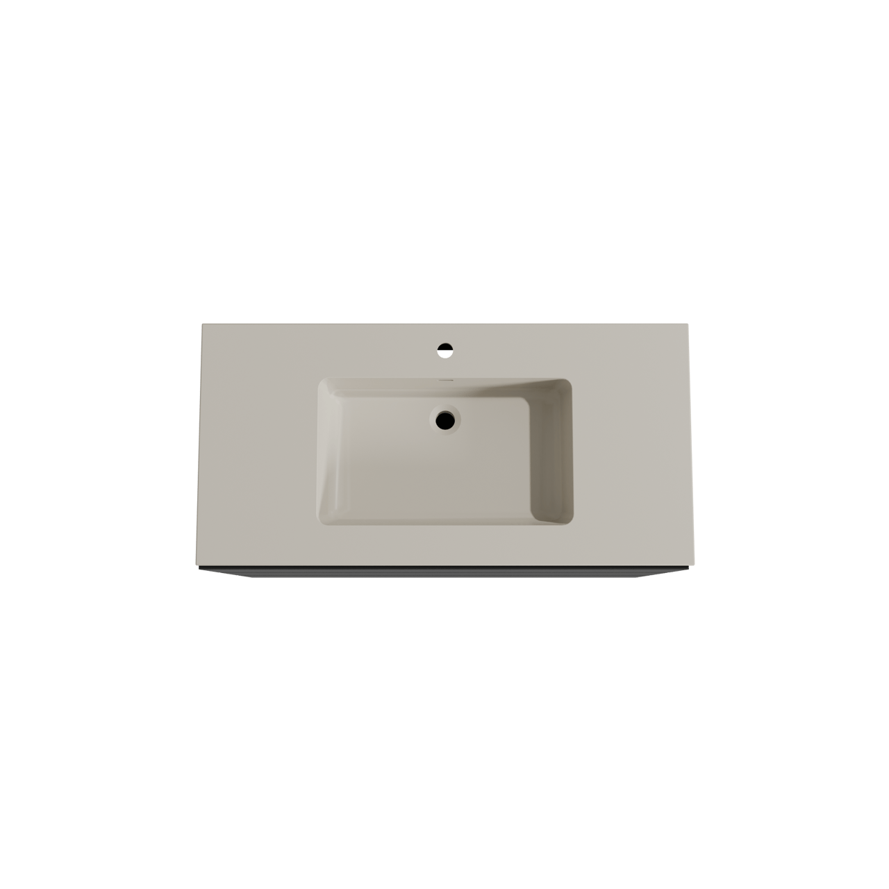 Storke Edge staand badmeubel 105 x 52 cm mat zwart met Diva enkele wastafel in top solid zijdegrijs