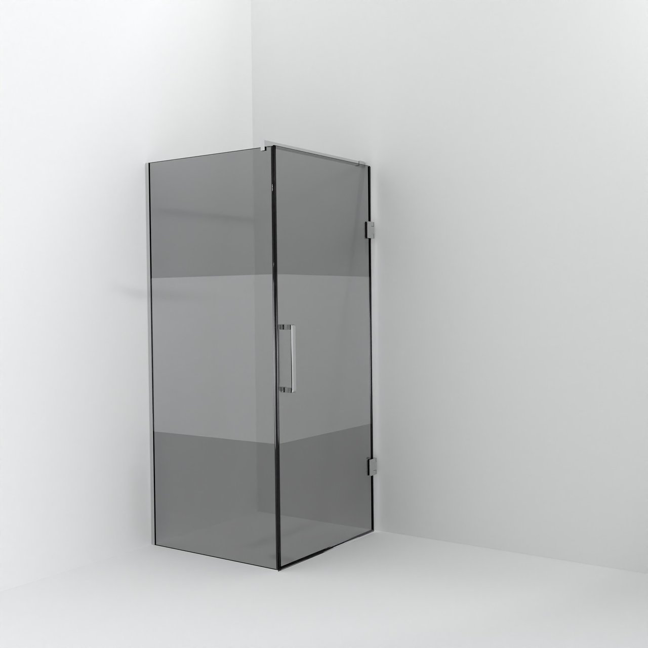 Balmani Modular Walk-In Dusche mit Tür: 90 x 200 cm mit Tür 90 cm, Rauchglas mit mattiertem Streifen, Profil Chrom glänzend