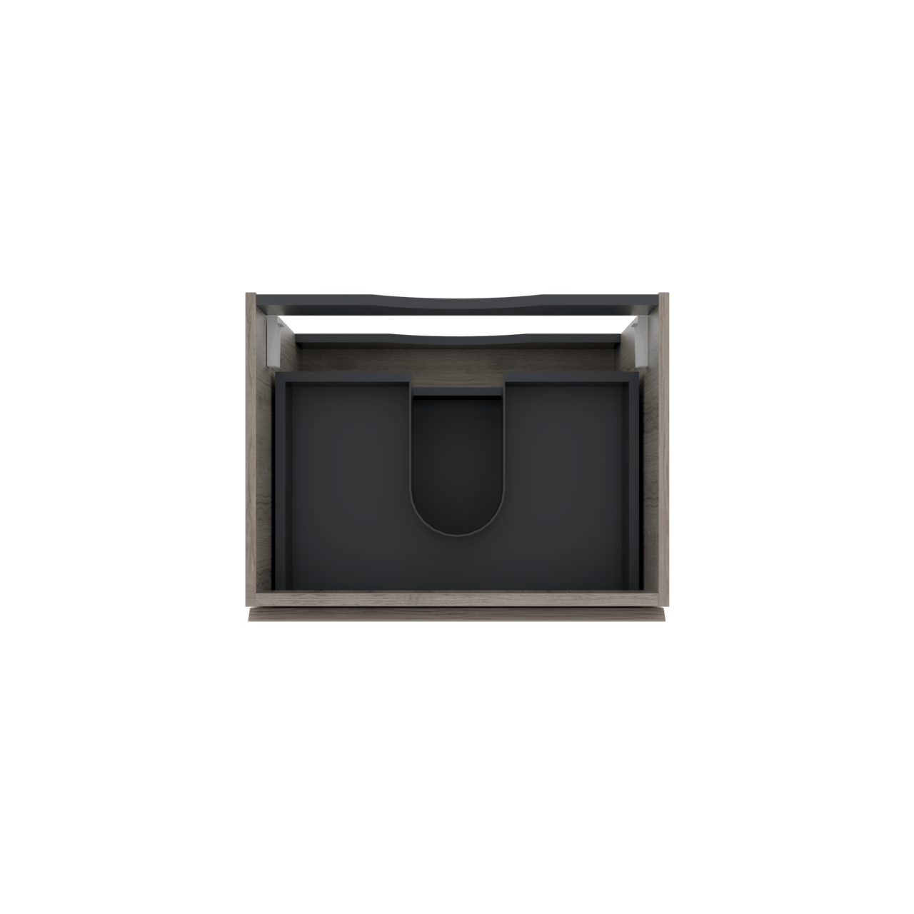 Linie Lado hängender Waschbeckenunterschrank: 60 x 46 cm, graue Eiche, 2 Schubladen