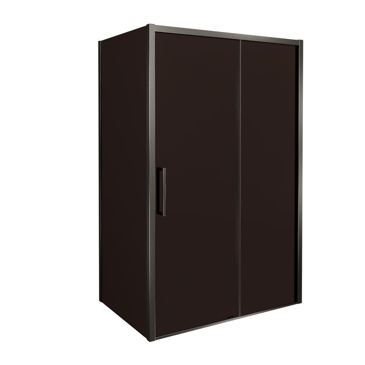 Balmani Senses Design douchehoek met rechtse schuifdeur en vaste zijwand, 120 x 100 cm, Brons, Brushed GunMetal profielen, met coating