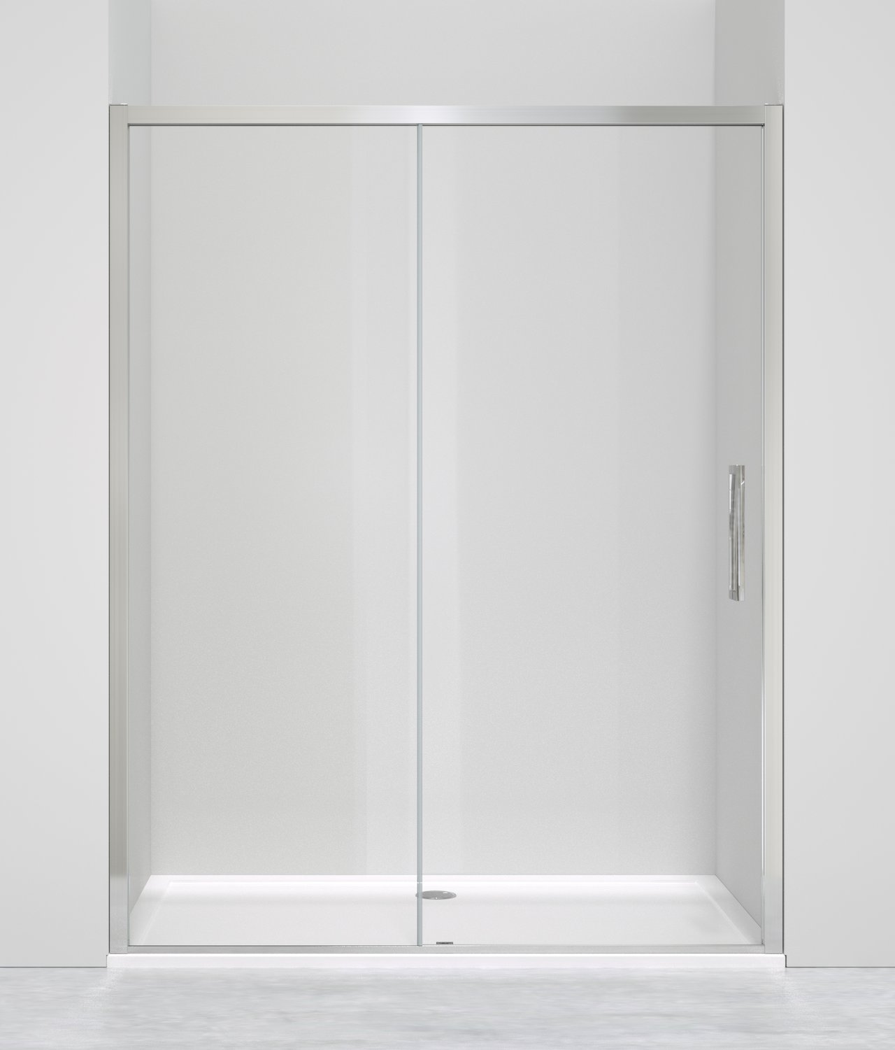 Luca Varess Senses porte coulissante 160 x 200 cm verre transparent profil chrome brillant