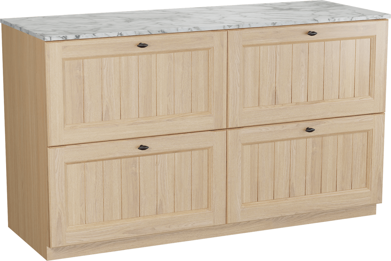 Balmani Lemon meuble salle de bains à poser 150 x 55 cm, placage chêne naturel avec Stretto tablette simple ou double en carrara