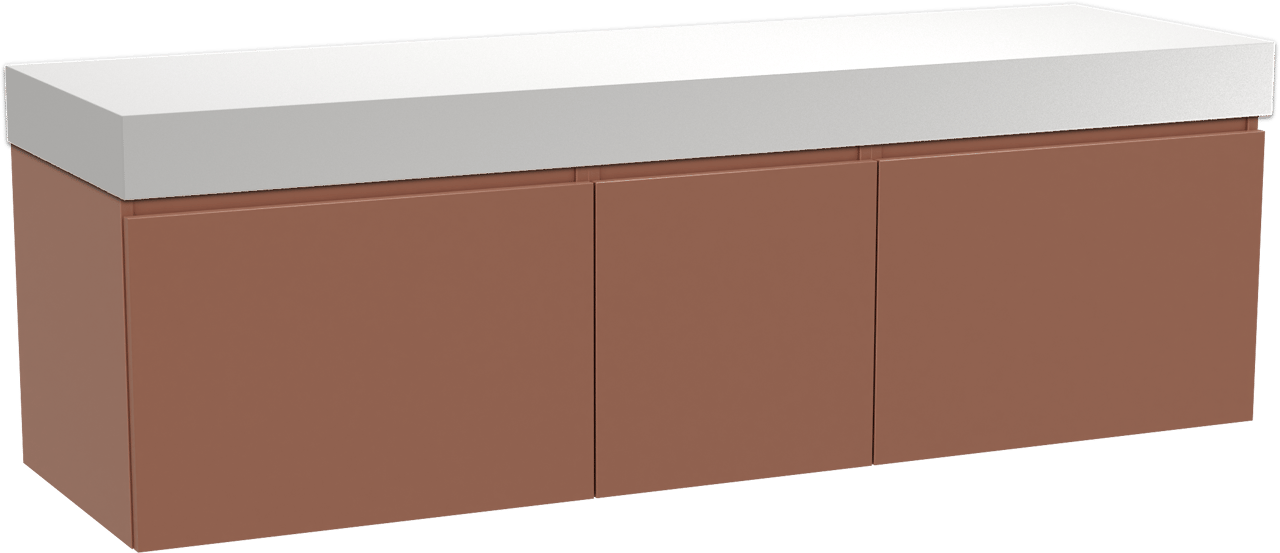 Balmani Sfera by Lucida zwevend badkamermeubel 180 x 55 cm cotto met Dominus enkel of dubbel tablet in solid surface mat wit