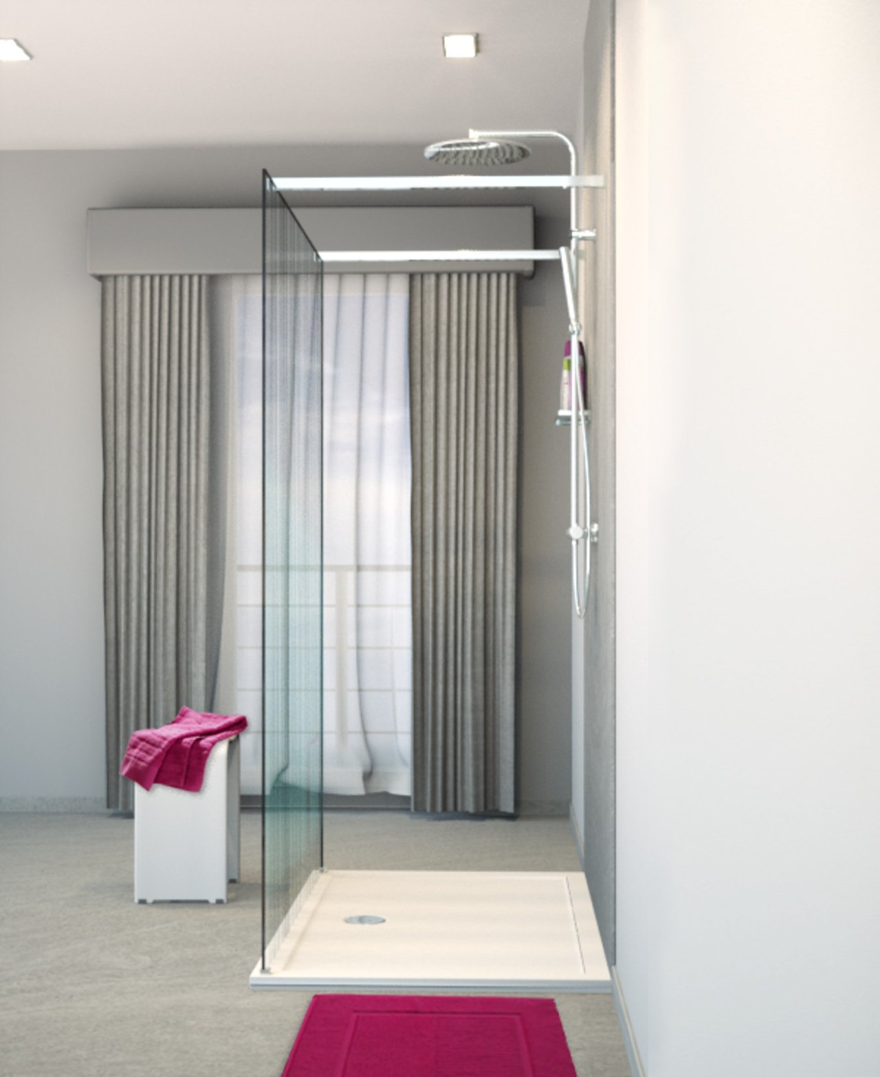 Balmani Modular Walk-In-Dusche mit freistehender Wand 140 x 200 cm, Mikado Glas, Profil chrom glänzend