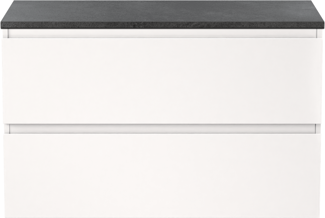 Linie Lado meuble salle de bains suspendu 90 x 46 cm blanc brillant avec Lado tablette simple en mélaminé ardoise gris