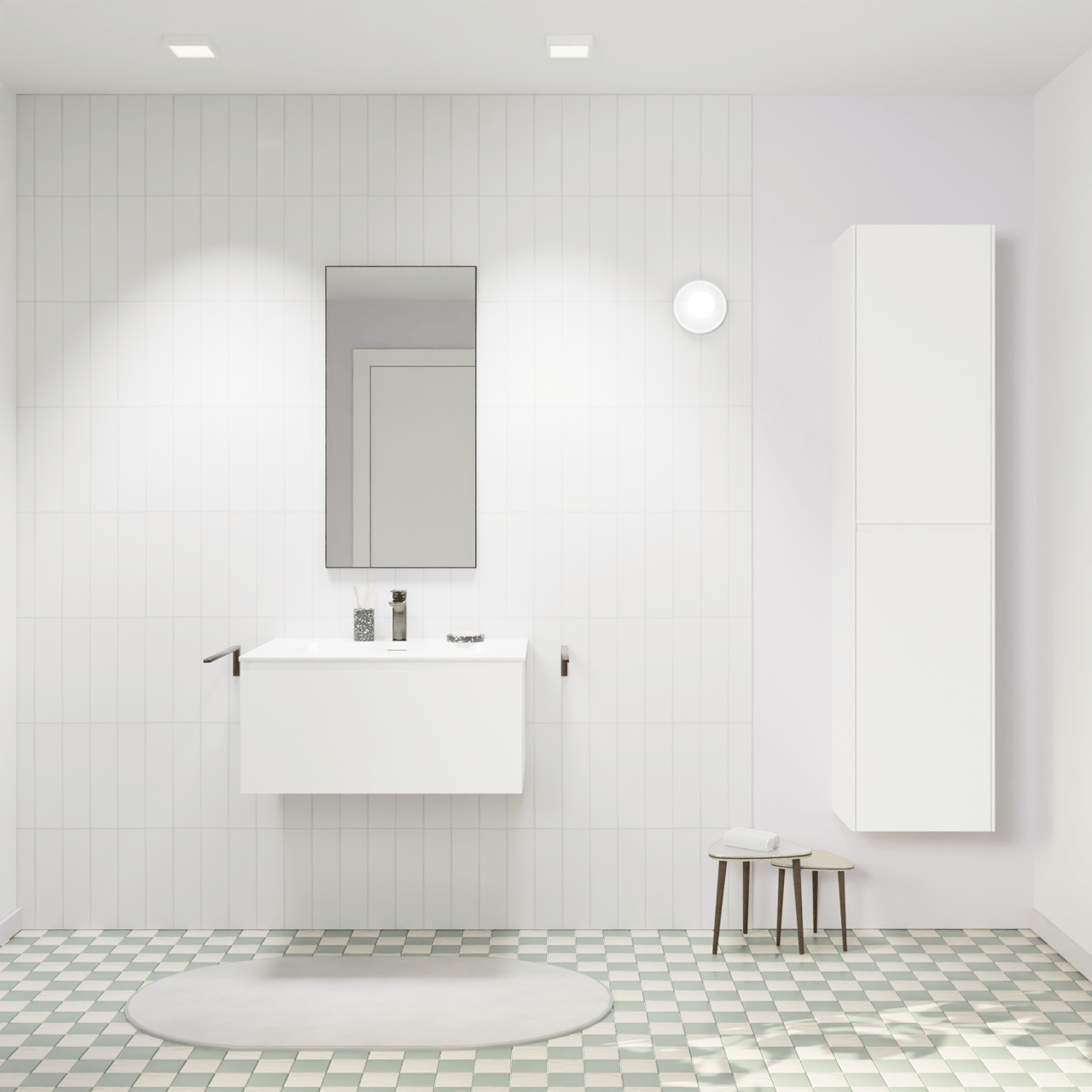 Storke Edge zwevend badkamermeubel 75 x 52 cm mat wit met Mata enkele wastafel in solid surface mat wit