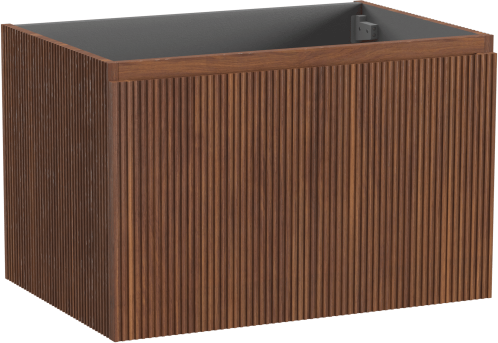 Storke Ribs meuble sous-lavabo suspendu 75 x 52 cm noyer 2 tiroirs