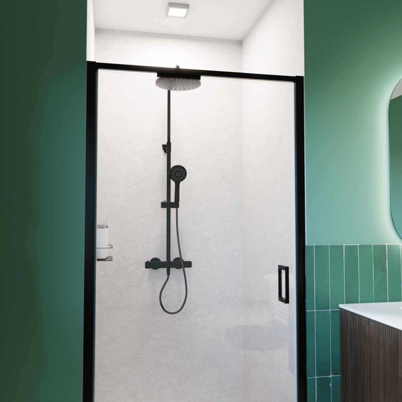 Blaufoss Bodan 250 regendoucheset thermostatische kraan Mat Zwart