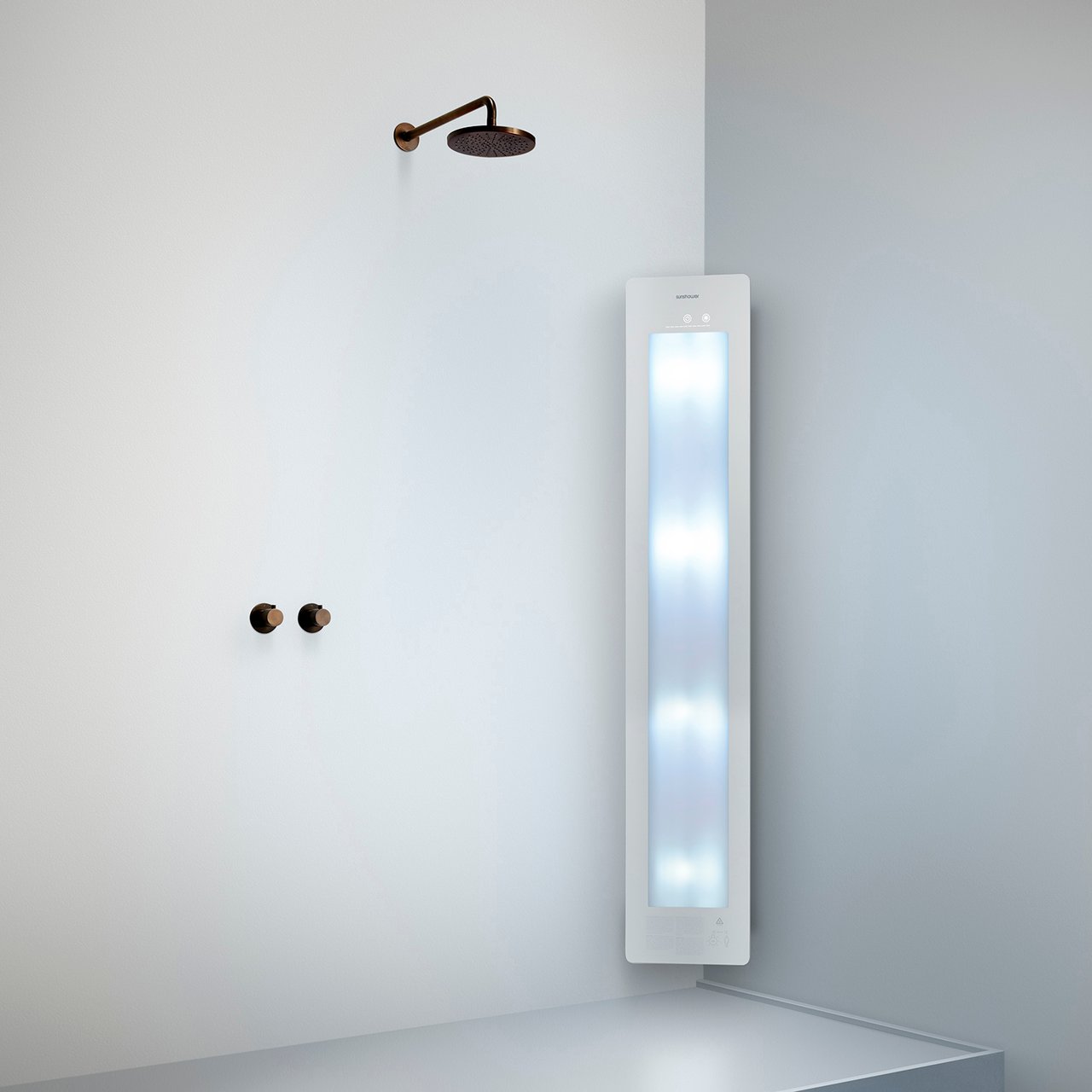 Sunshower Plus L d'angle en saillie en blanc avec lumière infrarouge et UV