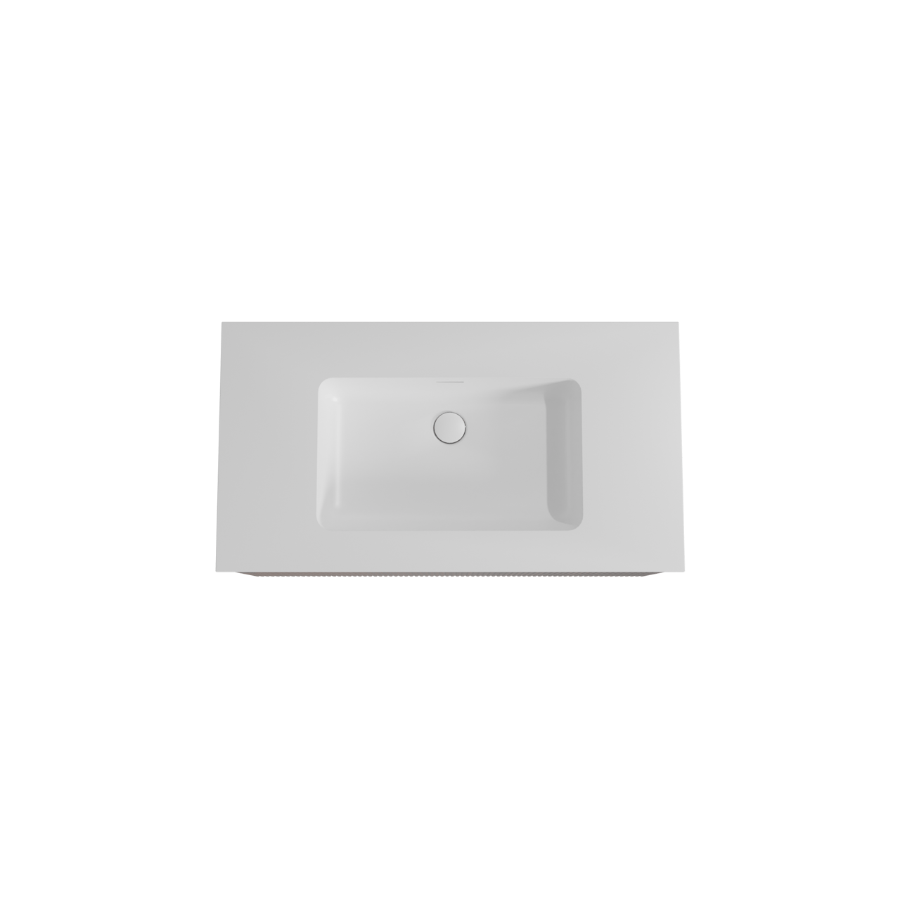 Storke Ribs meuble salle de bains suspendu 95 x 52 cm noyer avec Mata plan simple en solid surface blanc mat, Nervure droite symétrique verticale
